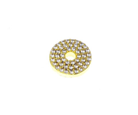 18k Gold cz full pave Heart Pendant or Circle Pendant, Sparkly Polished Heart Pendant, Geometric, Heart Shape Pendant, CPG2312-13