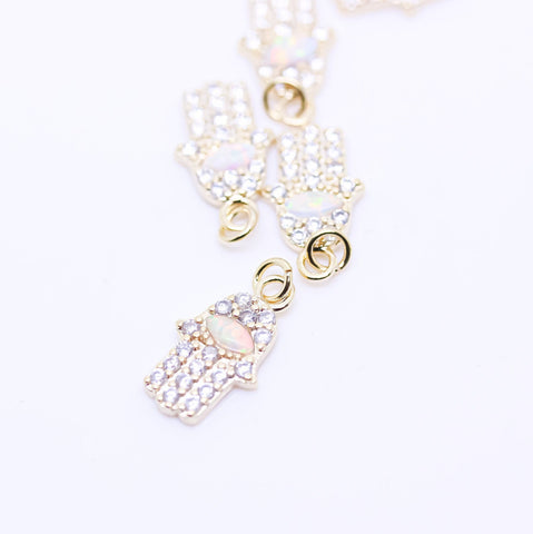 Gold or silver Opal Hamsa hand charm, Opal hand charm, Opal hamsa hand charm, 18x9mm, 1 pc or 10 pcs, WHOLESALE,CPG332-CPS332