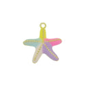 Starfish Dainty Gold Charm,Rainbow Gold Pave Colorful Happy Starfish Charm,Nautical Starfish Charm, WHOLESALE,CPG420