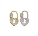 Carabiner CZ Heart Clasp With Screw,Gold Or Silver Heart Clasp,CZ Heart Clasp For Jewelry Making,Pave Heart Clasp For Jewelry,CLG-CLS161