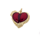 Red Enamel Free Form Textured Heart Charm,Shiny Red Heart Charm For Jewelry Making,Enamel Gold Heart Charm,Hammered Gold Heart Charm,CPG2555