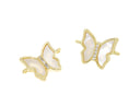 Butterfly Connector Charm,Gold Inlay MOP Butterfly CZ Connector Charm,Pave Butterfly Connector For Jewelry Making,CNG010