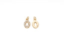 Pearl Gold Or Silver 'O' Charm, Pave CZ  Pearl Cross Pendant,Dainty Pearl Jewelry, Cross For Charm Bracelet,CPG1172, CPS1172