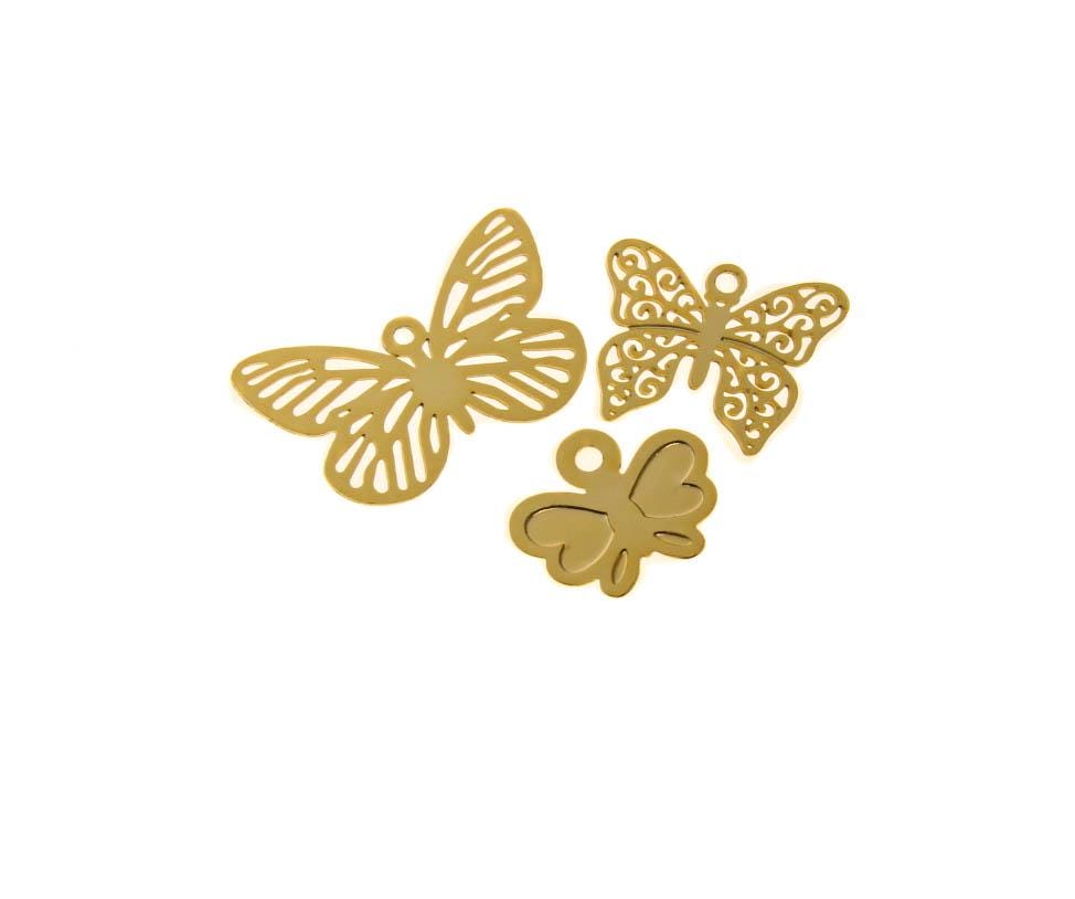 Water Proof, Tarnish Proof Gold Butterflies, Transformation, Rebirth Charm, For Necklace or earrings, Boho Chic, SSPG019-21