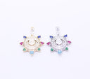 Gold or Silver rainbow Cz Round Eye Charm, Eye Protection, 14x17mm eye guardian, guardian pendant,CPG359-CPS359