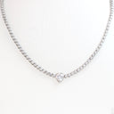 Bezel-Set Crystal Tennis Necklace with Heart Pendant, NLG-NLS1053