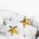 Gold Stainless Starfish Stud Earrings, ERG553