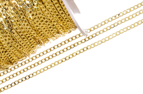 Gold 2.5mm Curb Cuban Chain,Dainty Curb Chain For Jewelry Making,Cuban Curb Chain For Necklace And Bracelet,CHG0086
