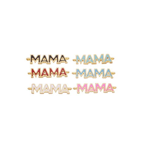 Mama Word Connector Charm For Bracelet,Monogram Mama Connector Bracelet Charm,Gold Mama Bracelet Charm With Enamel,CNG154