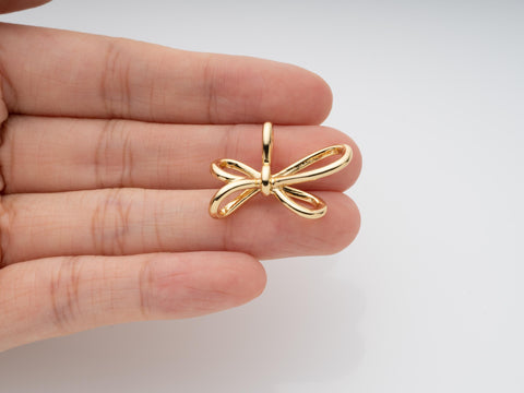 Gold Knot Charm, Gold Bow Charm, Minimalist Gold Jewelry, Gold Bow Pendant for Earring or Necklace making, CPG2063