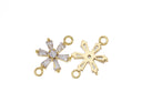 Flower CZ Connector Charm, Dainty Flower Connector Bracelet Charm, Gold Flower CZ Connector ,CNG061