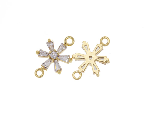Flower CZ Connector Charm, Dainty Flower Connector Bracelet Charm, Gold Flower CZ Connector ,CNG061