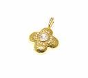 18k Gold Four Leaf Flower Charm CZ,  Super Sparkly Clover Charm, Four Leaf Clover Charm, Textured Gold, CZ Stone Flower Charm, CPG1661