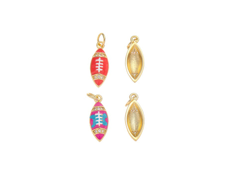 18k Gold Football, Pink Football or Blue and Pink Football Charm, Cute Sports Charm, Football for girls, football fans, CPG1540