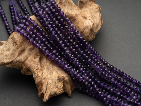 Natural Deep Purple Amethyst 6mm x 4mm Round Beads High Quality AA Grade 15.5" Strand, Natural Beads or Spacers, Jewelry Supplies, MR100