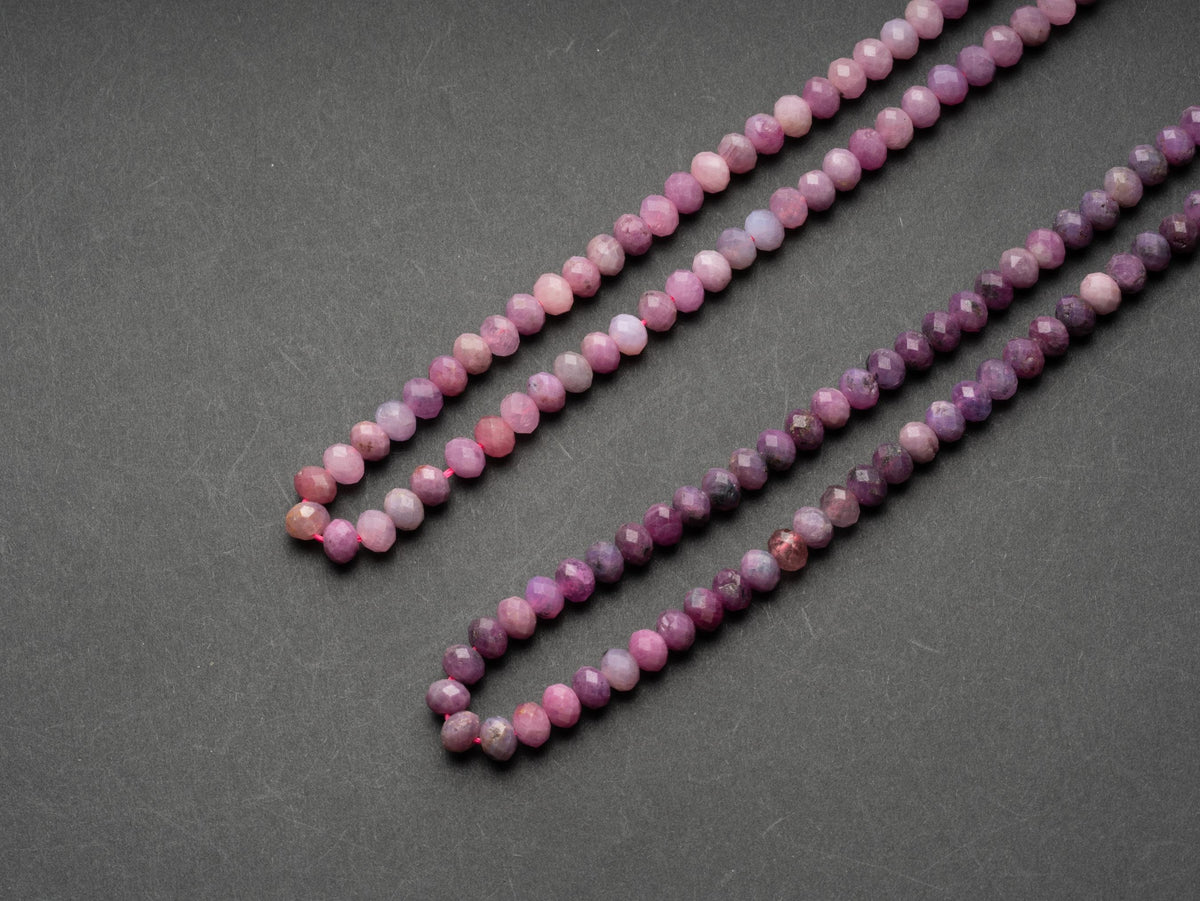 AA Natural Ruby Faceted Rondelle Beads or Spacers, Light Ruby or Dark Ruby, Medium Size 4mm x 6mm, 15.5" strand MR120, MR121