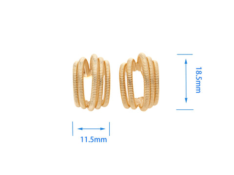 Gold Five Band Hoop Stud Earrings, Gold plated Brass, Round Circle Earrings, ERG347