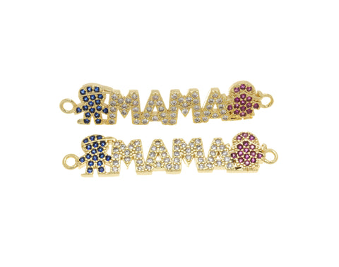 Baby Boy And Girl MAMA Charm For Bracelet,Gold Mama And Boy Girl Connector Charm,Mother’s Day Gift,Mama And Kids Pave CZ Charm,CNG044
