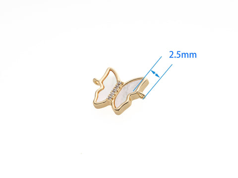 Butterfly Connector Charm,Gold Inlay MOP Butterfly CZ Connector Charm,Pave Butterfly Connector For Jewelry Making,CNG010