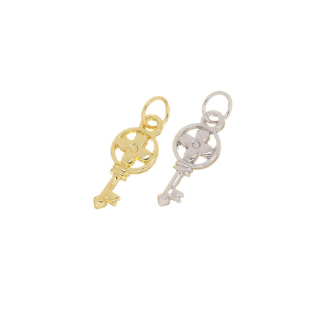 Gold or Silver Key Charm,key charm, key pendant, Shiny Key Charm For Jewelry Making, key to your heart, gift for her, CPG1654, CPS1654