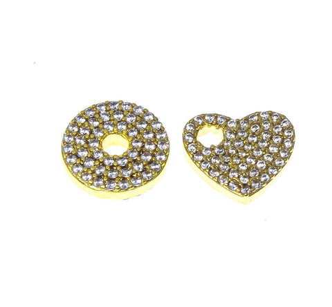 18k Gold cz full pave Heart Pendant or Circle Pendant, Sparkly Polished Heart Pendant, Geometric, Heart Shape Pendant, CPG2312-13