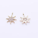 Gold or Silver Starburst cz 12x10mm Charm, Starburst cz Pendant, Great for Layering, CPG397,CPS397
