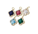 Gold Four Leaf Flower Charm With CZ,CZ Gold Four Leaf Clover Charm,Clover Charm For Jewelry Making,CPG814