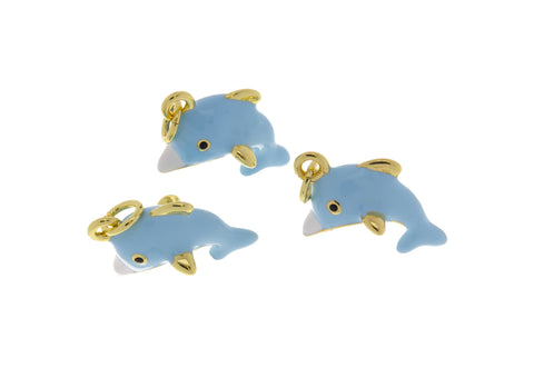 Dolphin Gold Charm ,Jumping Dolphin Charm,Sealife Nautical Colorful Dolphin Charm For Necklace,Dolphin Charm For Bracelet Or Earrings,CPG581
