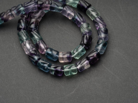 Natural Rainbow Fluorite Beads, 3 Styles Available: #001 Grooved Barrel, #002 Roundelle #003 Grooved Drum #004 Flower, FL001-004