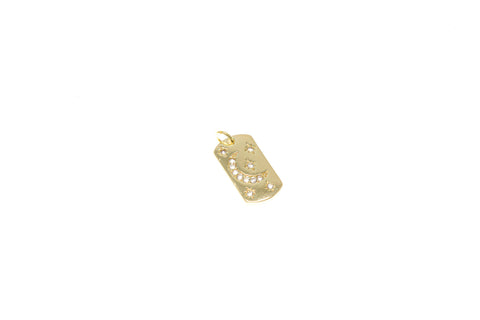 18k Gold Stars and Moon Charm, Rectangle Celestial Charm, Moon Dog Tag Charm, Moon Charm, Crescent Moon Pendant, CPG2322