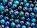8mm Aqua Blue and Blue Party Mix Tiger's Eye Round beads, 8mm round beads, full strand, 15.5 inches, Charmsupply exclusive, 8R031