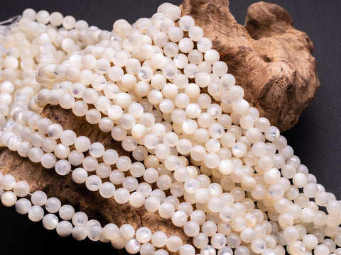 6mm MOP Round Beads, AAA Quality, Full Strand, 15.5 inches, Perfect for dainty Jewelry or Multi Strand Design, 6R04