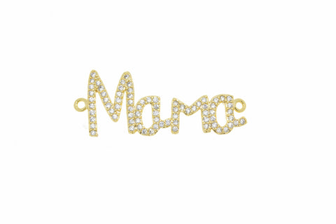 Mama Monogram Connector Charm For Bracelet,Monogram Mama Word Connector Bracelet Charm,Gold Mama Bracelet Charm,CNG032