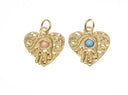 18k Gold Plated Hamsa Charm With Blue or Pink stone, Hamsa Amulet Charm For Necklace And Bracelet, Hamsa Protection Pendant, CPG1365BP