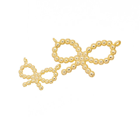 Ribbon Bow Tie Ball Connector Charm,Gold Ribbon Bow Tie Connector Charm,Bow Tie Ribbon  For Jewelry Making,CNG134-CNS135
