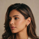 Two‑Tone Gold and Silver Stainless Steel Hoop Stud Earrings, ERG552