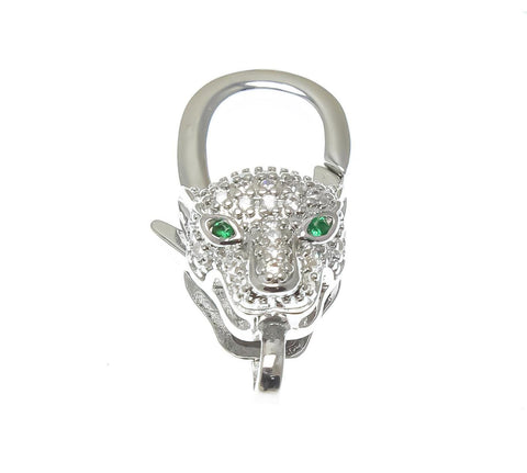 Silver Panther Clasp,Large Pave CZ Silver Clasp, Panther Design Clasp For Jewelry making, Clasp For Chain Jewelry, CLS365