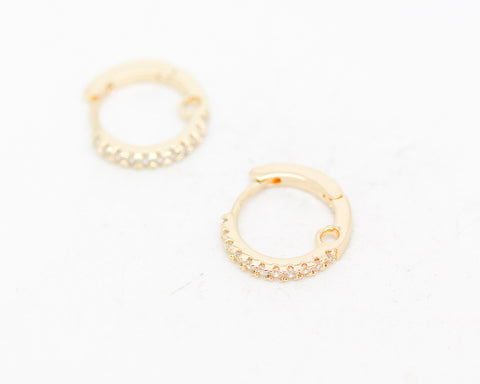 One pair, 5,10 Pairs pf CZ Huggie Earrings, Gold, Silver, Rosegold, Gunmetal, WHOLESALE