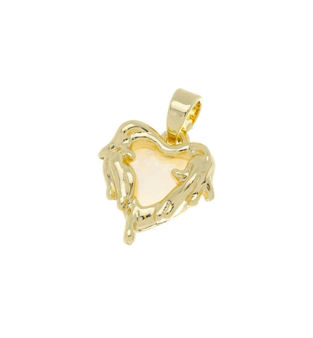 Melting Heart Pendant,Dripping Heart Charm,Gold Crying Heart Charm,Mother Of Pearl Heart Charm With Gold,1 pc,5 pcs Or 10pcs,WHOLESALECPG471