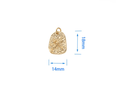 Gold Dragonfly Pendant, Dragonfly engraved Charms, Dragonfly Charm, 18x14mm, dragonfly textured charm, CPG2107