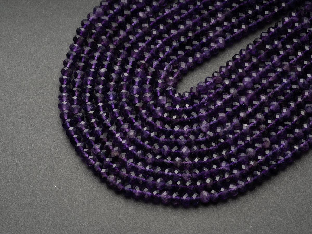Natural Deep Purple Amethyst 6mm x 4mm Round Beads High Quality AA Grade 15.5" Strand, Natural Beads or Spacers, Jewelry Supplies, MR100