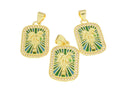 18k Gold Palm tree Pendant, Green Blue Tropical Palm Tree Charm, CZ Stone Detail, Super Sparkly Charm, CPG2513