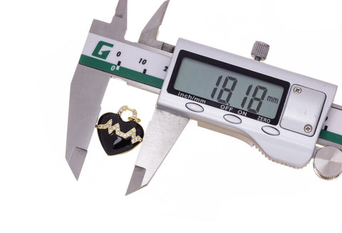 Heartbeat Charm With CZ,Gold Heartbeat pulse Charm,Black Enamel Heart Charm For Necklace Or Earrings,CPG2450