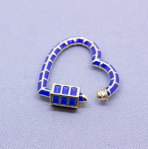 Navy Blue Heart Shape Enamel Carabiner Lock, 1pcs or 10 pcs, WHOLESALE