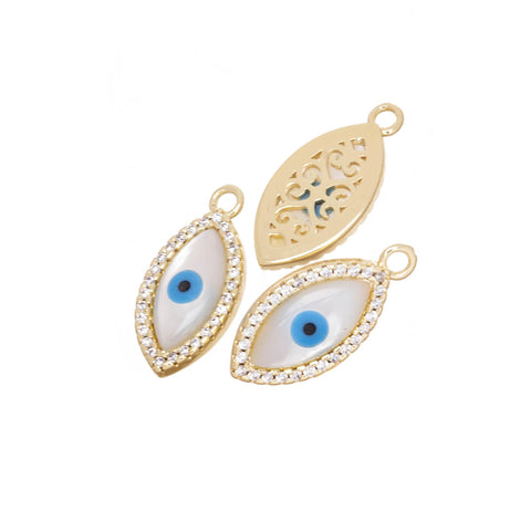 Evil Eye Amulet Charm,MOP Evil Eye Charm,CZ Evil Eye Protection Charm,Evil Eye For Necklace Or Earrings,Turkish Nazar Evil Eye Charm,CPG830