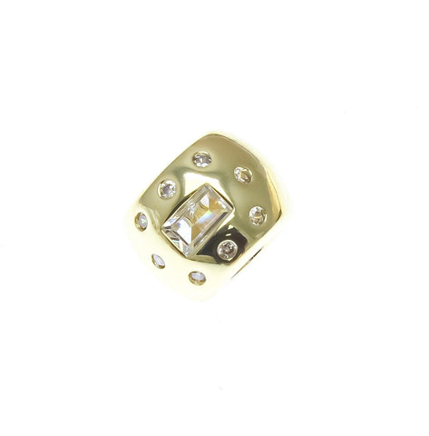 18K Gold spacer Bead With CZ, Minimalist Jewelry, Spacer Bead For Bracelet Or Necklace, CZ Spacer, SPG102