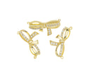 Bow Tie Necklace Connector Charm,Gold Bow Tie CZ Connector Charm,Pave Bow Tie  For Jewelry Making,CNG019