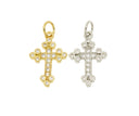 Cross Charm In Gold Or Silver,Pave CZ Cross Pendant,Religious Jewelry,Sparkly CZ Cross Pendant, CPG067,CPS067