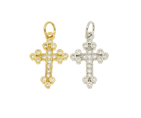 Cross Charm In Gold Or Silver,Pave CZ Cross Pendant,Religious Jewelry,Sparkly CZ Cross Pendant, CPG067,CPS067