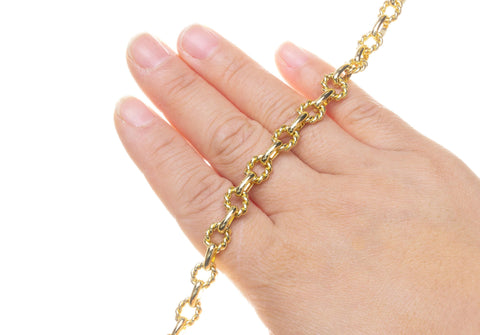Twisted Rope And Smooth Alternating Oval Link Chain,Braided Twisted Gold Chain For Jewelry Making,Alternating Gold Oval Link Chain,CHG171